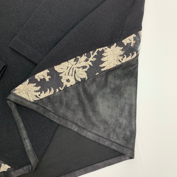 D Exterior Italy Sweater Small Black Leather Lace Detail Pullover - Picture 5 of 9